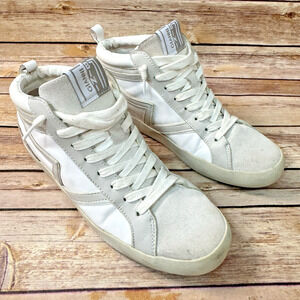 Gianni Bini Womens White Suede & Leather High Top Sneakers 7.5M Classic Minimal